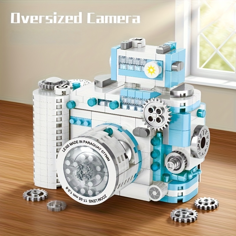 Photography Journalism - DIY Retro-Baustein-Kameramodell, kreative Puzzle-Dekoration, Simulations-Baustein-Kamera, Weihnachts-