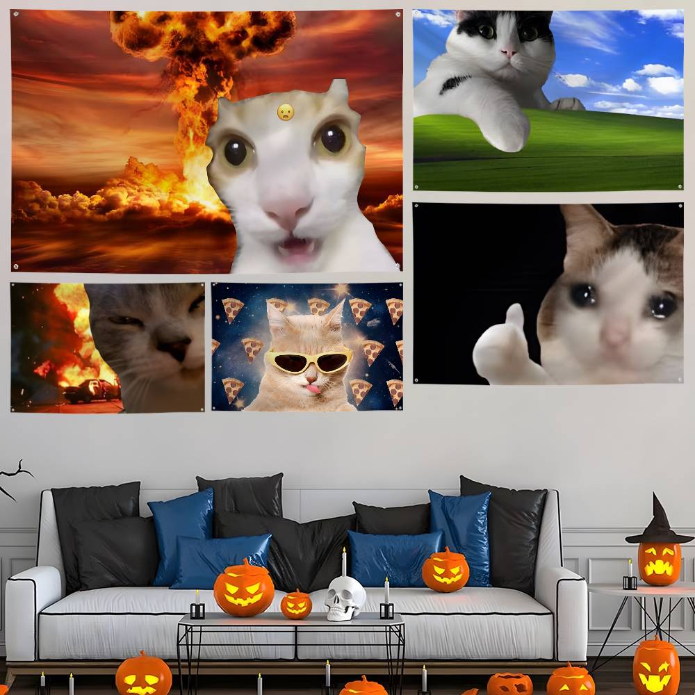 Photography Interest - Interessante Katzenfotografie-Flagge, individuelle Flaggen, Wandbehang, Wandteppich,