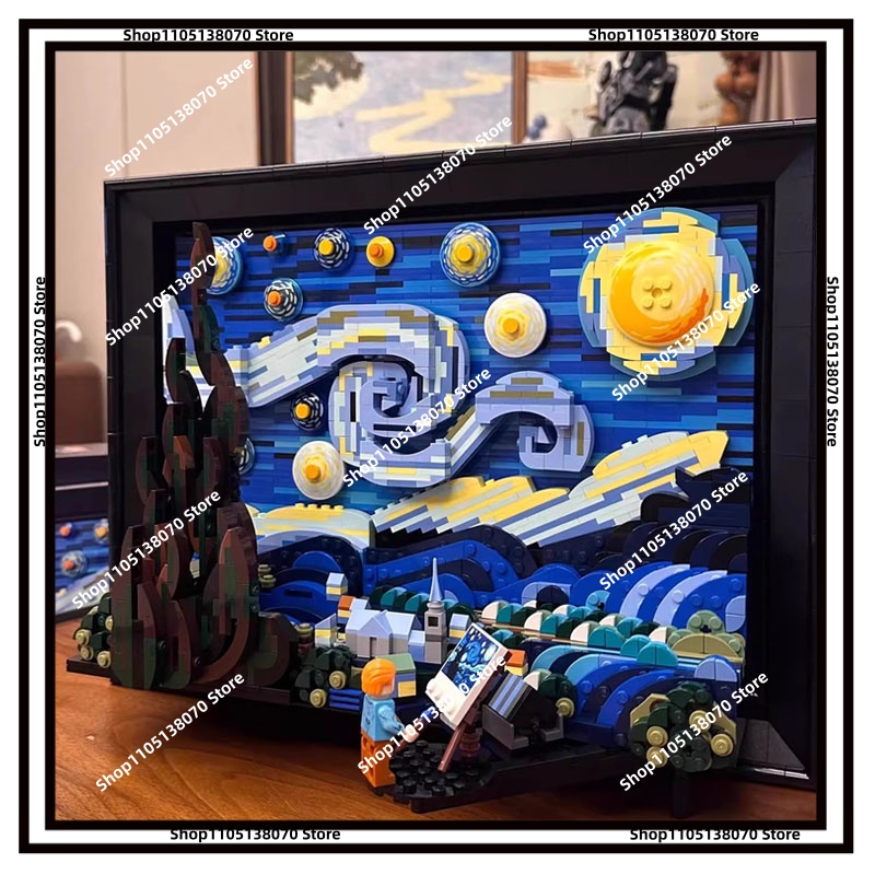 Photography Architecture - Van Gogh Sternennacht 3D-Bausteine Puzzle Gerahmtes