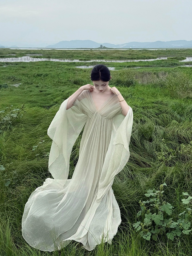 Photography Zen - Neues chinesisches, locker geschnittenes langes Kleid