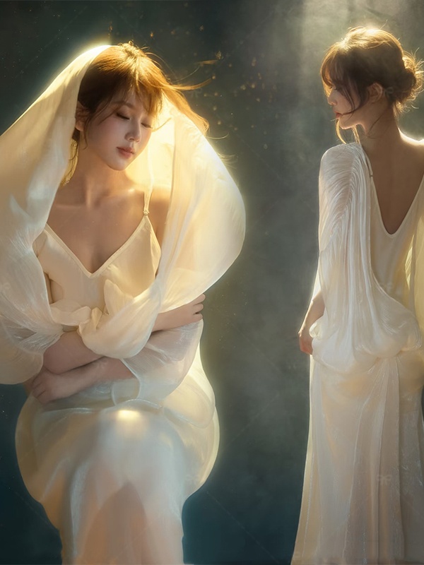 Photography Zen - Schickes, minimalistisches, künstlerisches Fotostudio-Neuheit: Rückenfreies Kleid