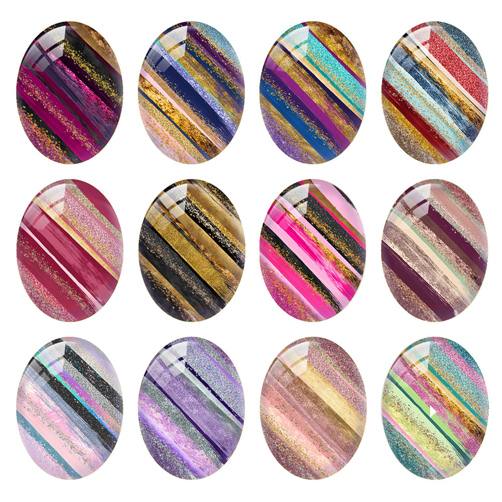 Photography Art - Zufällig gemischte runde/ovale/quadratische Ölgemälde-Pinselstrich-Fotoglas-Cabochons mit flacher