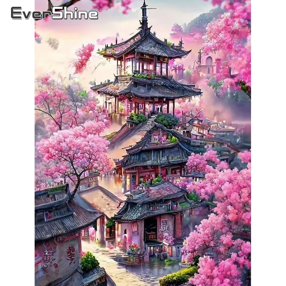 Photography Architecture - Momoart Diamant Stickerei Haus Landschaft Malerei