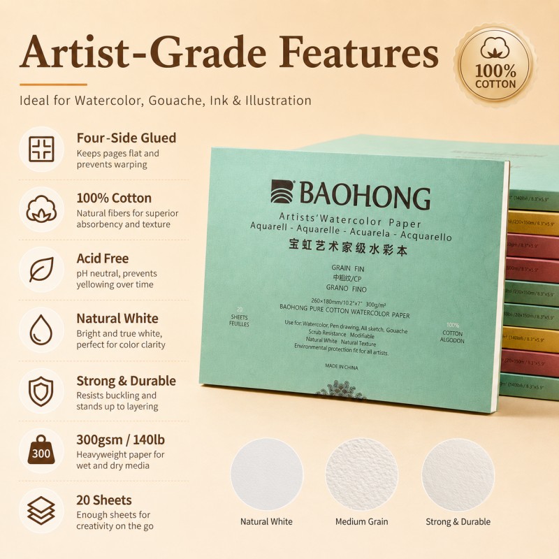 BaoHong Künstler-Aquarellpapie – Photography Architecture Bewertung und Preis